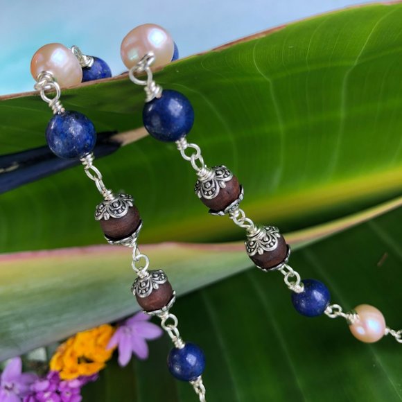 31  1/2" berry Tulasi with lapis lazuli (Gemstone for Saturn)  pearl (Moon) $75 - Picture 4 of 8